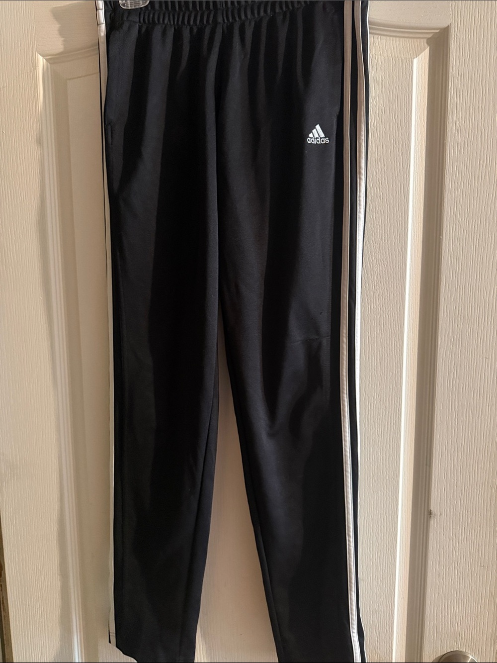 adidas Black Joggers with White Side Stripes - Kids